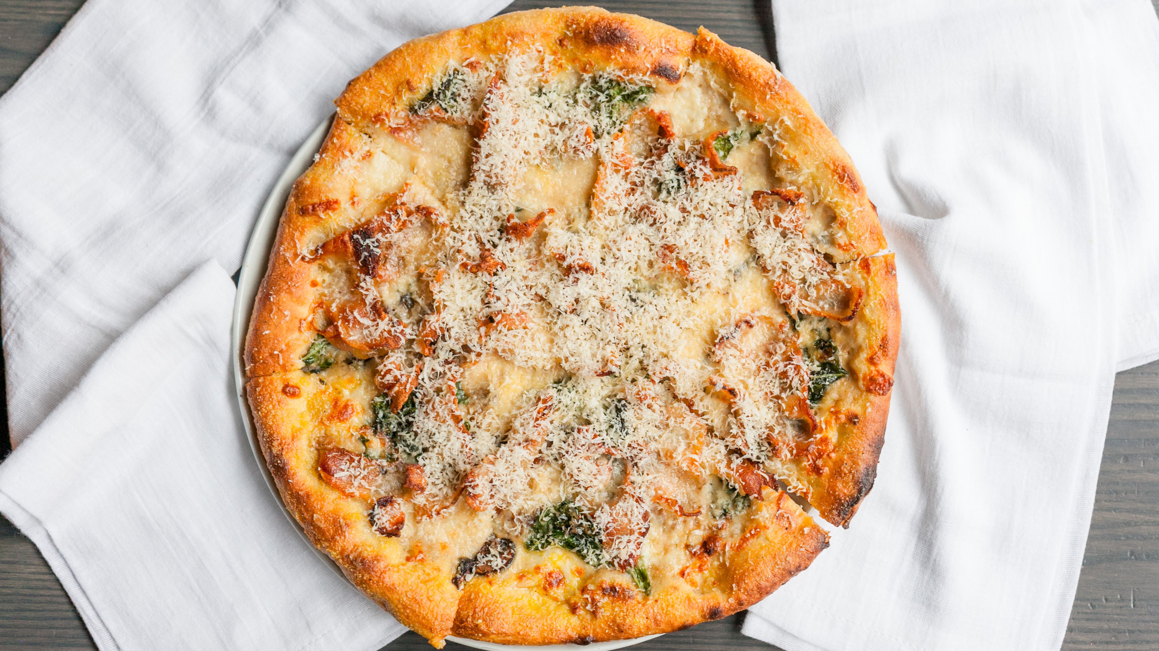 Guanciale and Roasted Truffle Mushroom Pizza
