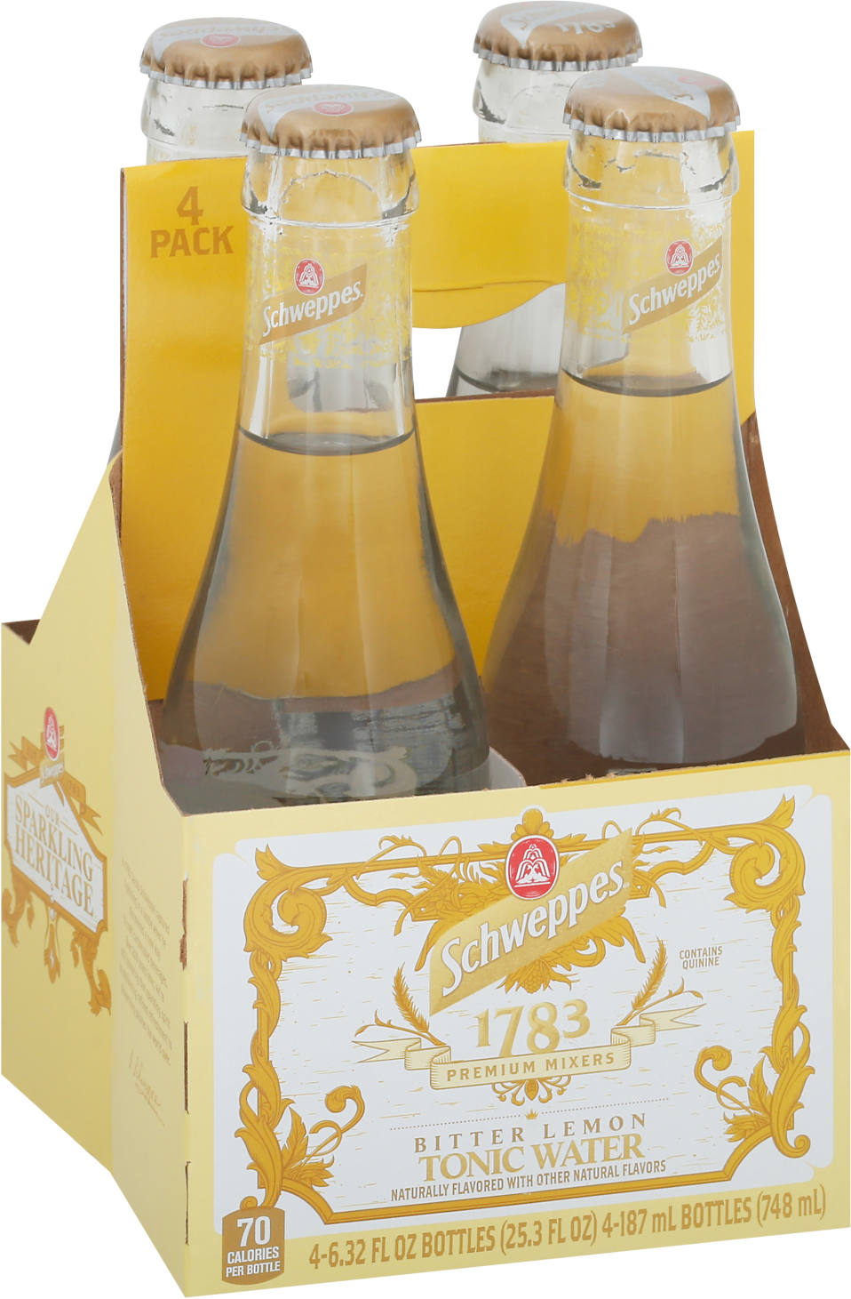 Schweppes Schweppes 1783 Bitter Lemon Tonic Water, 6.32 fl oz glass bottles, 4 pack — product image